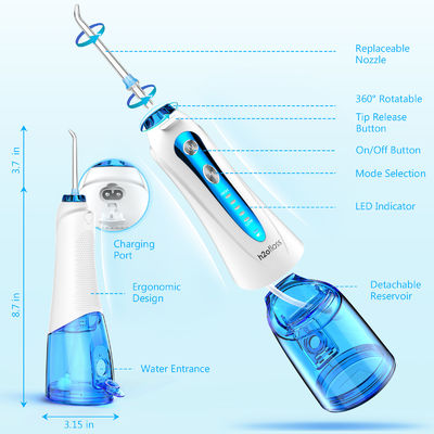 H2Ofloss Water Flosser Rechargeable For Oral Health Waterproof IPX7 5 Modes