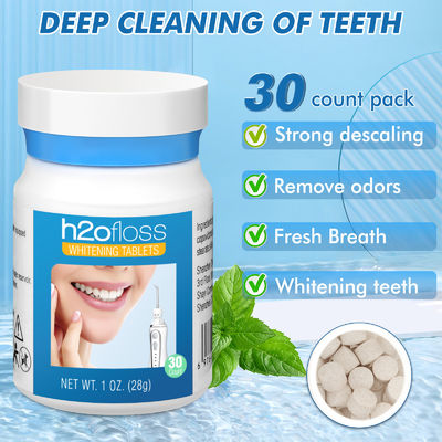 H2ofloss Organic 30 Pcs Teeth Whitening Tablets Oral Care Fresh Breath Toothpaste