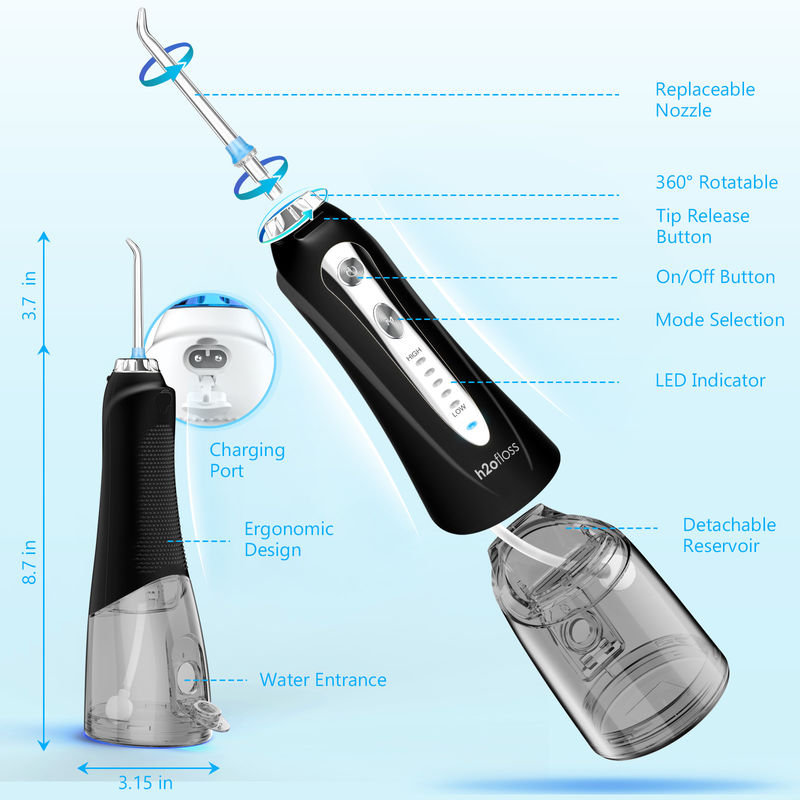 5 Modes Battery Operated Water Flosser For Teeth Rechargeable IPX7 Waterproof