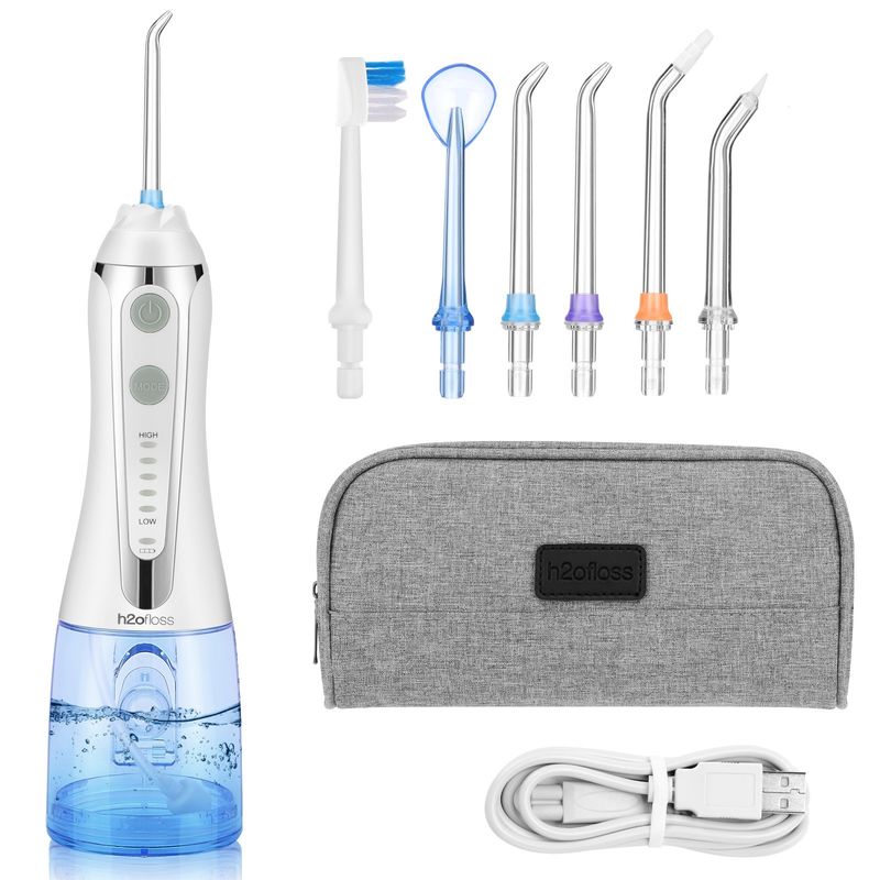 OEM Rechargeable Oral Irrigator , Ultrasonic Water Flosser With Detachable Reservoir