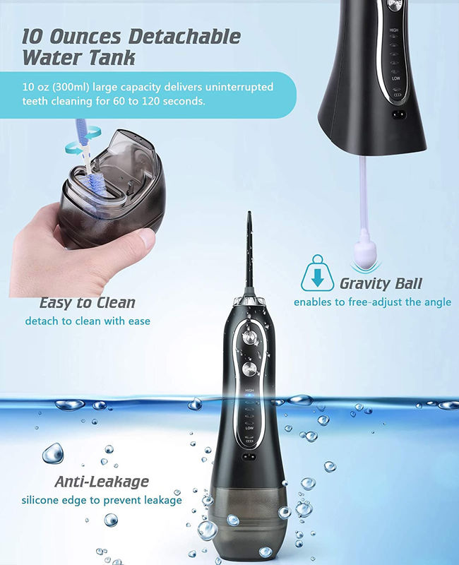 5 Working Modes Oral irrigator Water Flosser , IPX7 Water Flosser With 300ml Tank