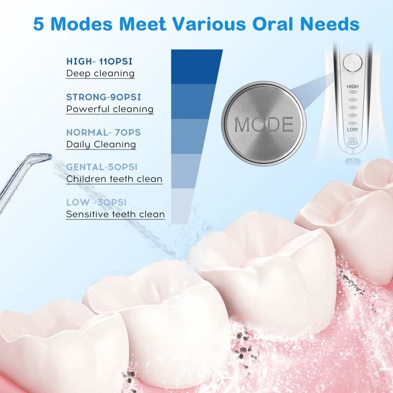 Teeth Cleaning IPX7 Ultrasonic Water Flosser Dental Water Pick