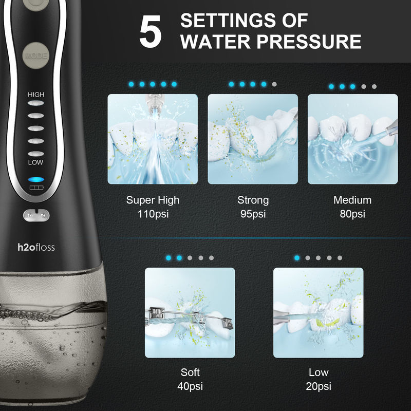 Multimode H2ofloss Cordless Oral Irrigator Manual Tooth Cleaner ABS Material
