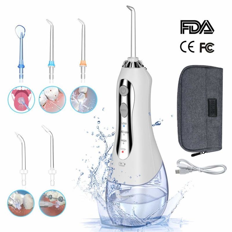 ABS Ultrasonic Water Flosser Oral Irrigator 2500mA 5V With 5 Nozzles