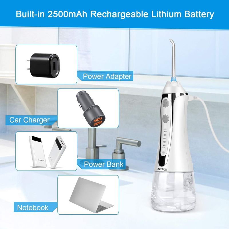 Dental Portable Water Flosser IPX7 Waterproof With 2500mAh Lithium Battery